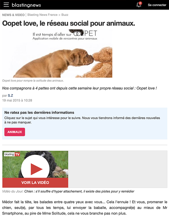 Oopet love, le réseau social pour animaux
